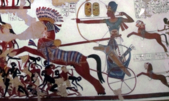 Merkavah Archer (Ra-Moses) temple wall of Beit el-Wali, N Nubia (Oriental Inst, UChicago; photo: Roderick Dailey)